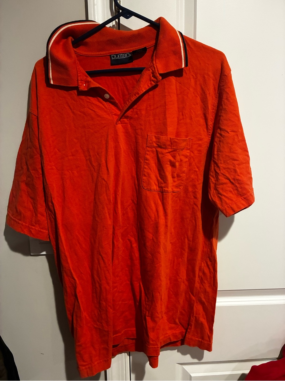 Puritan Orange Short-Sleeve Polo with Chest Pocket